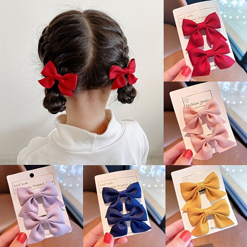 6 Pairs Solid Bow Decorative Hair Accessories for Girls