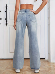 Distressed High Waist Jeans Loose Fit