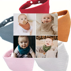 Soft Baby Bib Triangle Scarf Snap Closure Absorbent Feeding Bib