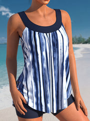 Modest Tankini Set Tie Dye Striped Top & Short