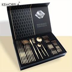 24pcs Western Steak Flatware Set - Knives Forks Spoons - High end Tableware