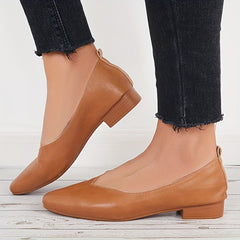 Women's Pointed Toe Ballet Flats Slip On PU Leather Shoes