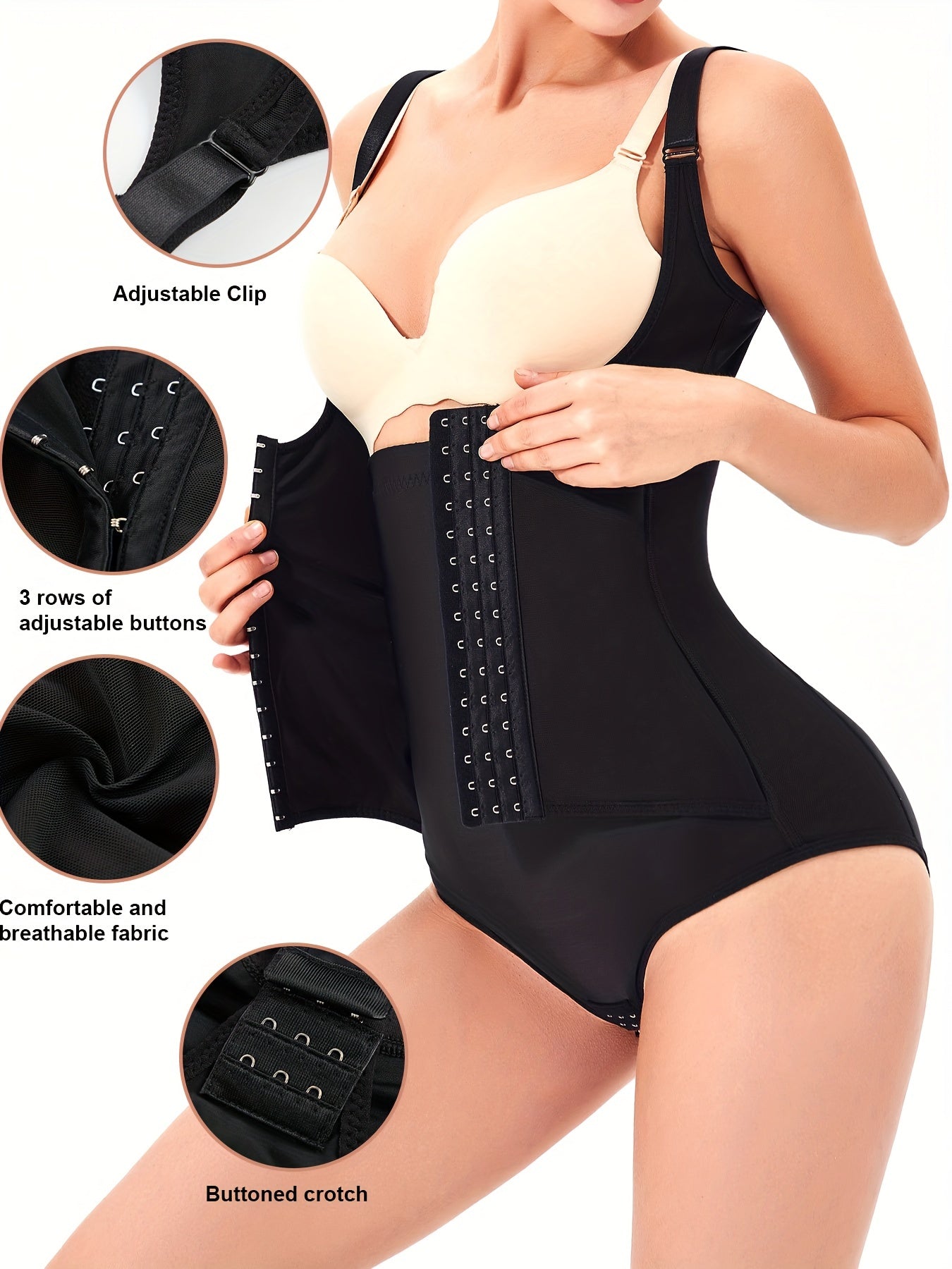 Front Buckle Shaping Bodysuit Tummy Control Butt Lifting Open Bust Body Shaper