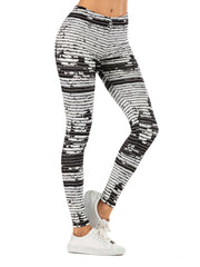 Women's Floral Stripe Yoga Pants High Waist Leggings