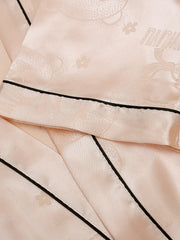 Bear & Floral Print Satin Pajamas Set