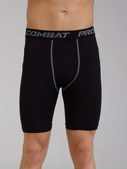 Men's Letters Pattern Compression Shorts for Outdoor Fitness