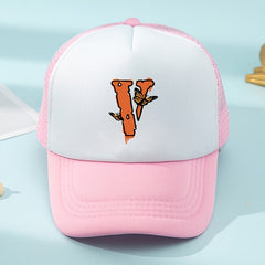 Girls Sunshade Breathable Mesh Baseball Cap Butterfly V Pattern Outdoor
