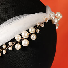 Princess Pearl Crown Faux Ivory Pearls Bridal Hair