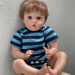 Realistic Open Eyes Reborn Doll Soft Body Rooted Hair 3D Painted Skin