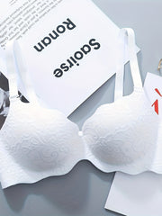 Jacquard Push Up Bra with Scallop Trim