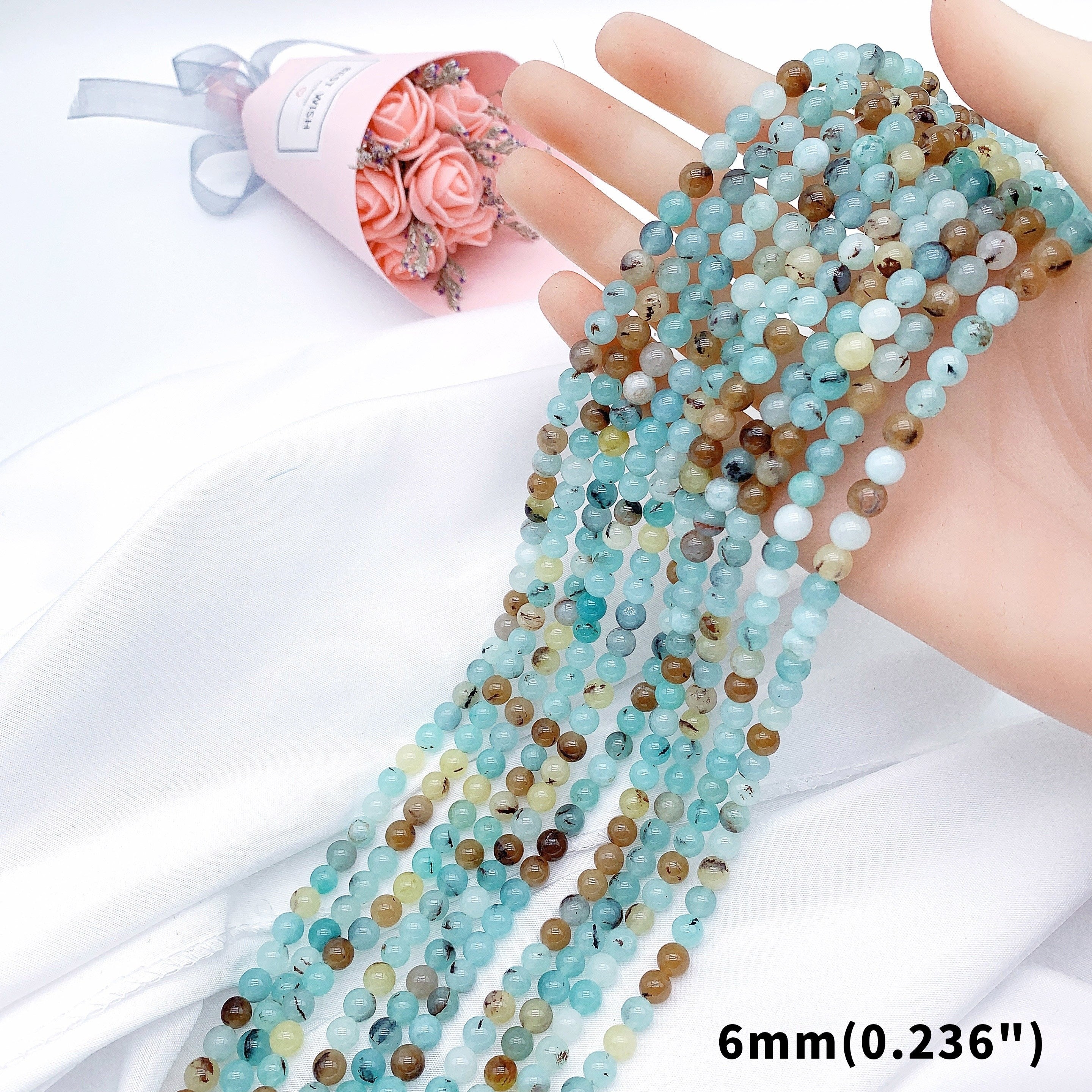 55pcs Natural Stone Round Beads Set for DIY Bracelet Making