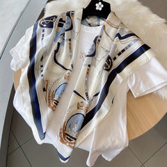 Sailboat Print Scarf Shawl Bandana Silk Neckerchief