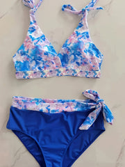Tie Dye V Neck Bikini Set