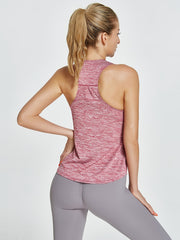 Stripes Yoga Sports Tank Top U Neck Wide Straps T-shirt