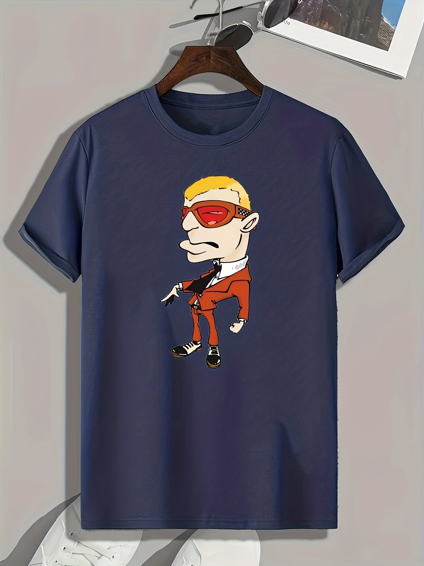 Funny Cartoon Man Print Men's Graphic T-shirt Comfy Tees For Summer