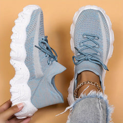 Women's Mesh Chunky Sneakers Lace Up Running Shoes Comfortable Sock Sneakers