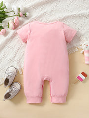 Pink Rabbit Print Baby Girl Bodysuit