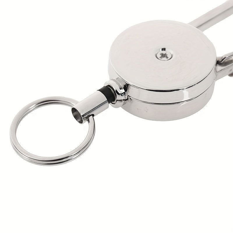 1pc Retractable Metal Keychain Key Ring for Outdoor Camping