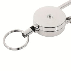 1pc Retractable Metal Keychain Key Ring for Outdoor Camping
