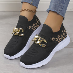 Leopard Pattern Mesh Tennis Sports Shoes Lightweight Non Slip