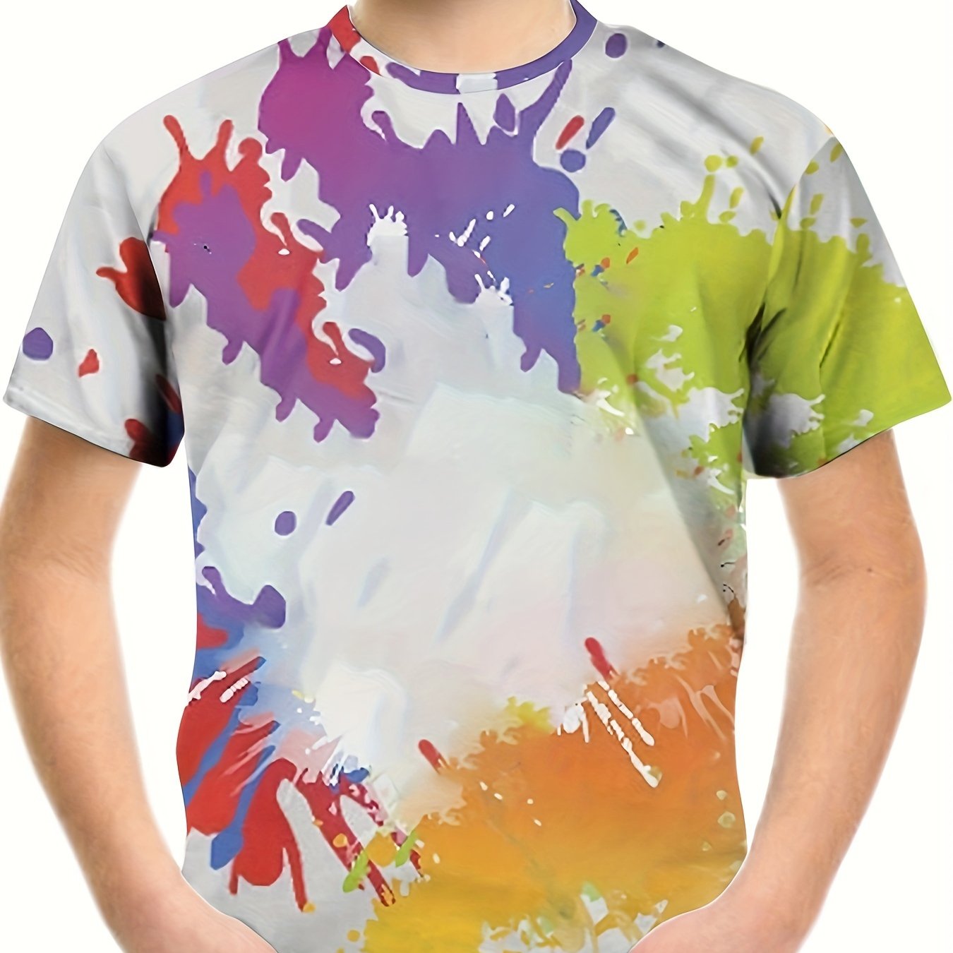 Colorful Splash 3D Print Boy's Graphic T-shirts