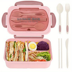 LeakProof Bento Box for Adults with Utensils 3 Compartment Microwave Safe Pink