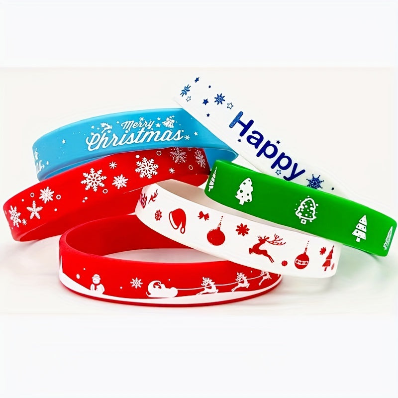 3 Christmas Series Rubber Wristbands Silicone Bracelets Stretch Wristbands Women