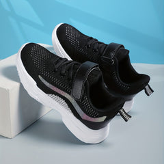 Girls Glitter Striped Lace-up Sneakers Breathable Lightweight Non-slip Shoes