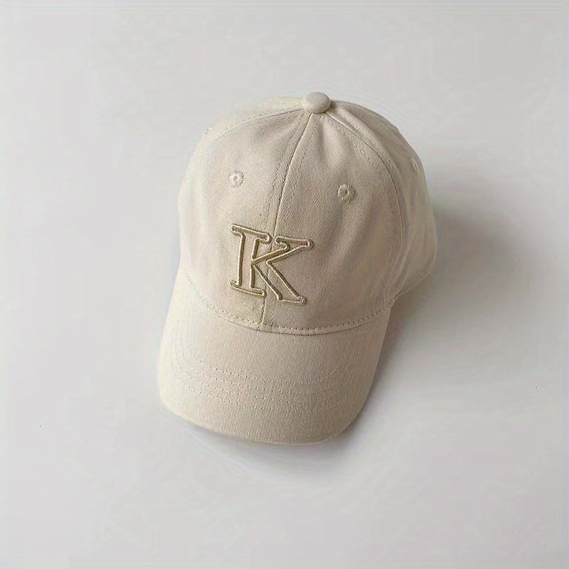 Kids Letter K Baseball Cap Adjustable Sun Hat for Outdoor Activities