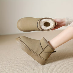 Women's Plush Lined Ankle Boots Slip On Comfortable Walking Shoes