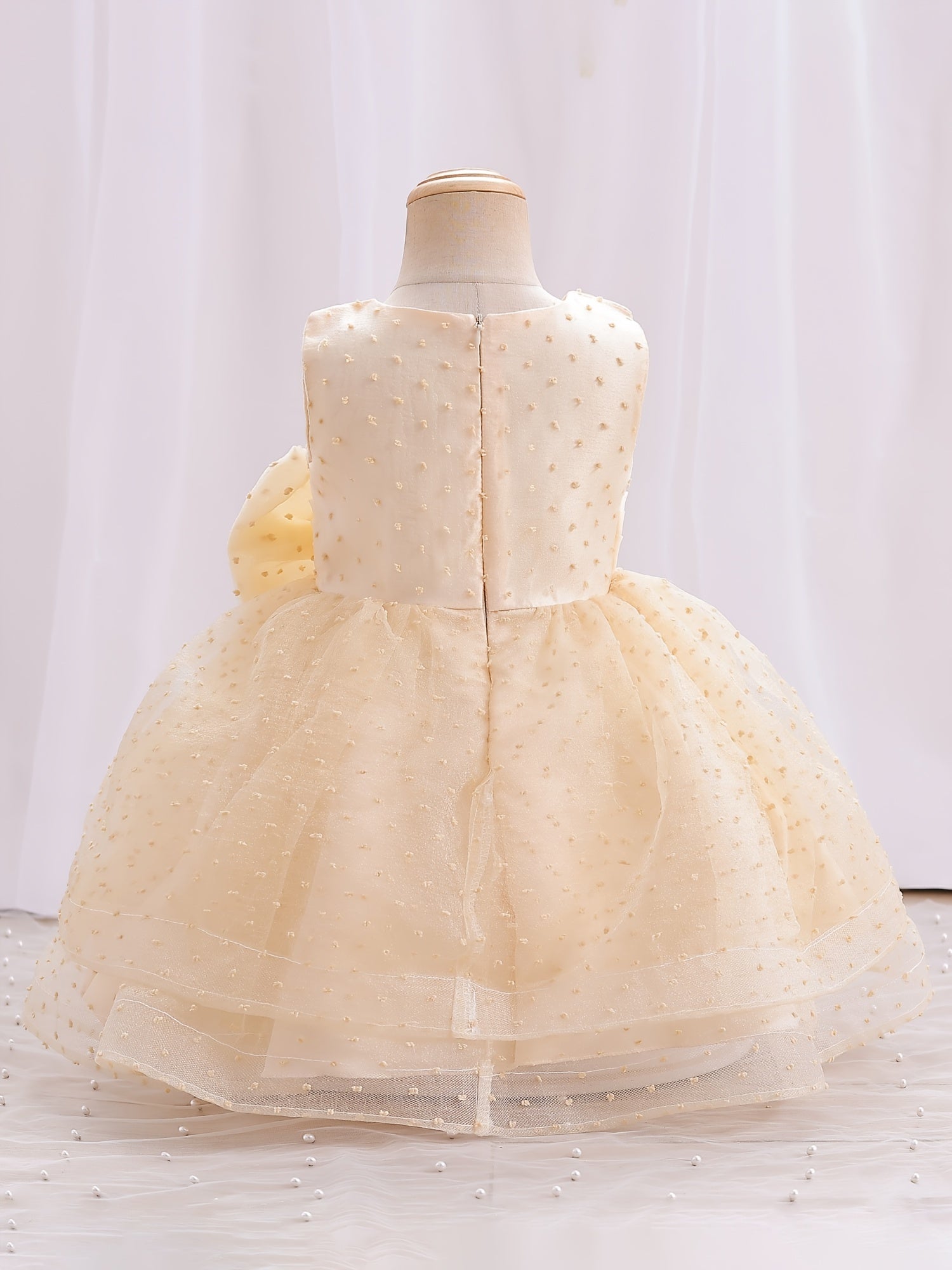 Baby Girls Sleeveless Dress With Bow Decoration