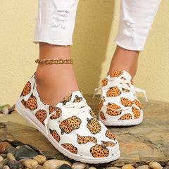 Women's Skate Shoes with Pumpkin Pattern, Flat Lace-up Canvas