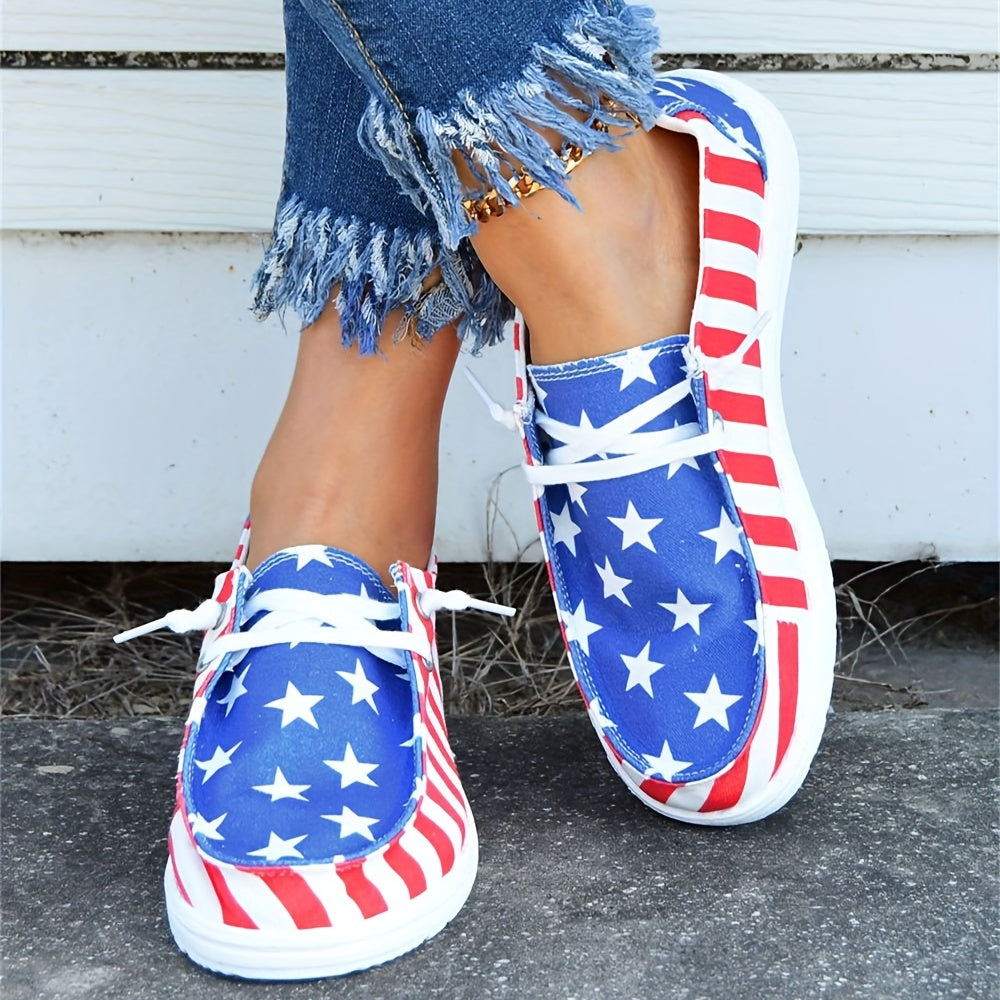 Women's Patriotic Canvas Shoes Independence Low Top Casual Sneakers