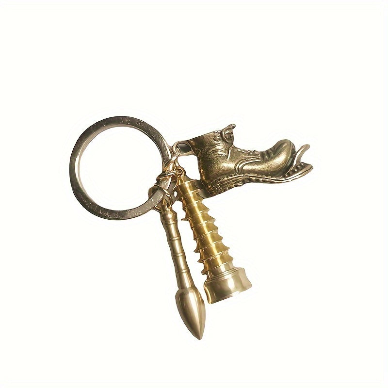 Brass Tower Pen Keychain Pendant Gift For Men Women