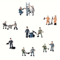 25pcs 1/87 HO Scale Train Workers w/ Tools for Railway Layout Toys