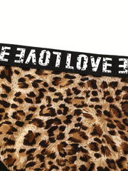 Plus Size Leopard Print T Back Wireless Bra & Panty Set
