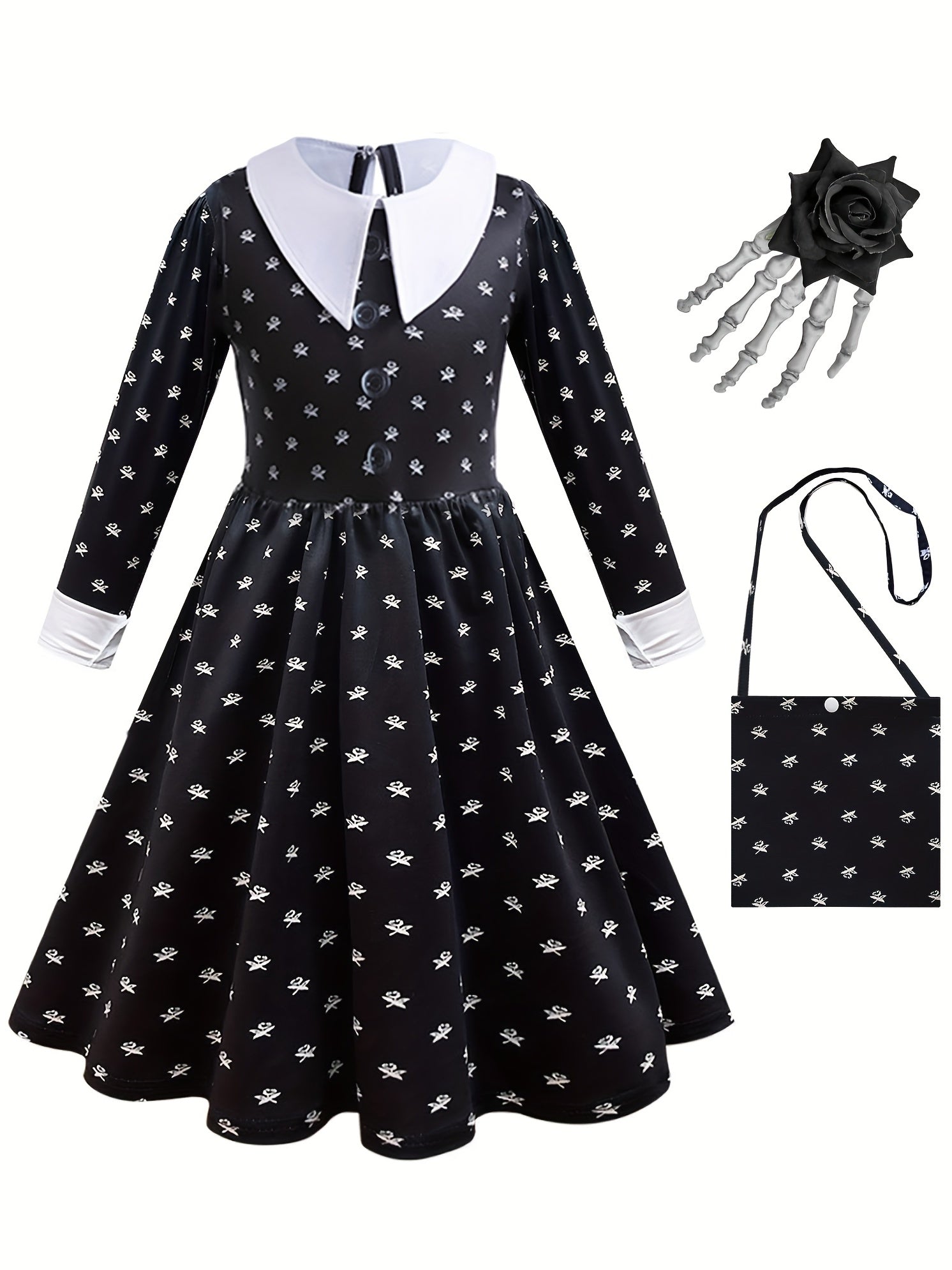 Kids Girls TV Series Princess Costume Dress Set with Wig & Necklace