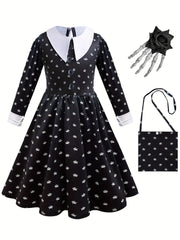 Kids Girls TV Series Princess Costume Dress Set with Wig & Necklace