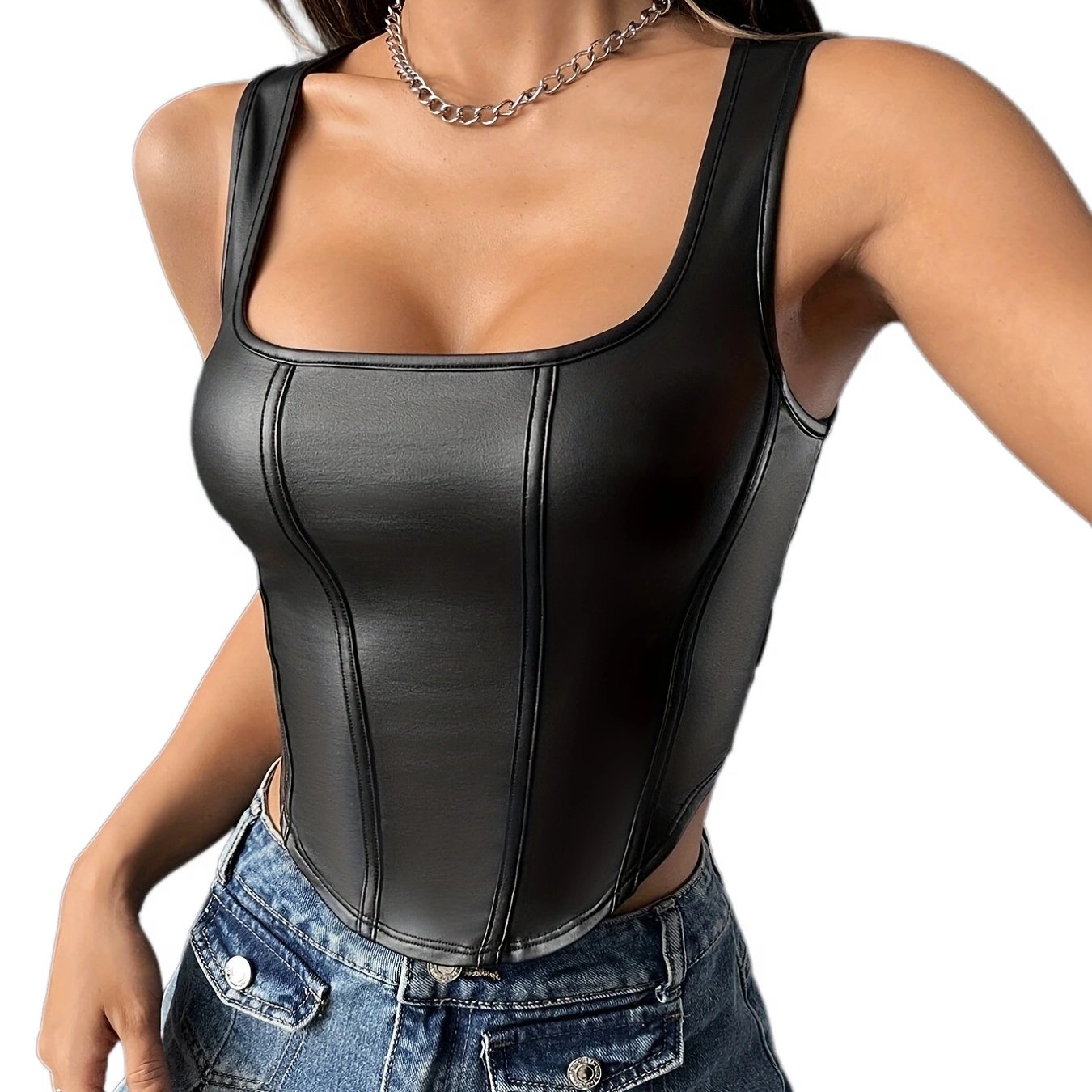Y2K Sexy Square Neck Bustier Tank Top