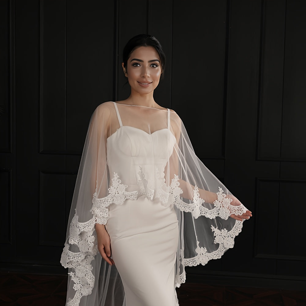 Floral Lace Wedding Veil Floor Length Train Bridal Accessory