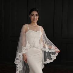Floral Lace Wedding Veil Floor Length Train Bridal Accessory
