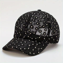 Candy Mesh Baseball Cap Flower Embroidery Lace Trucker Hat