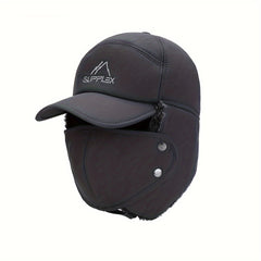 Winter Velvet Warm Hat Ear Protection Trapper Cap with Detachable Face Cover