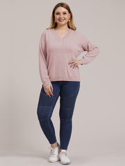 V Neck Knitwear Women's Long Sleeve Sweater