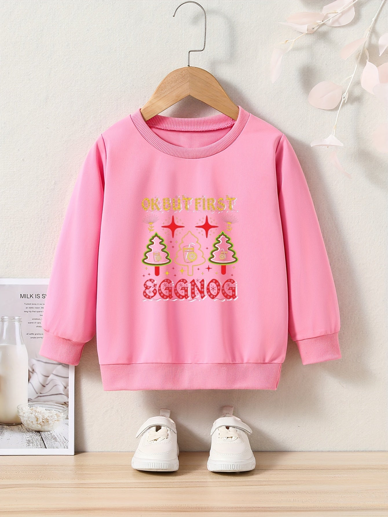OERYUI Cartoon Christmas Tree & Letter Print Sweatshirt