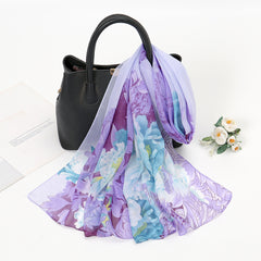 Thin Chiffon Printed Silk Scarf Chiffon Shawl Neckerchief Head Wrap