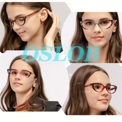 4pk Cat Eye Reading Glasses Women Light Blocking Readers Spring Hinge Anti Glare