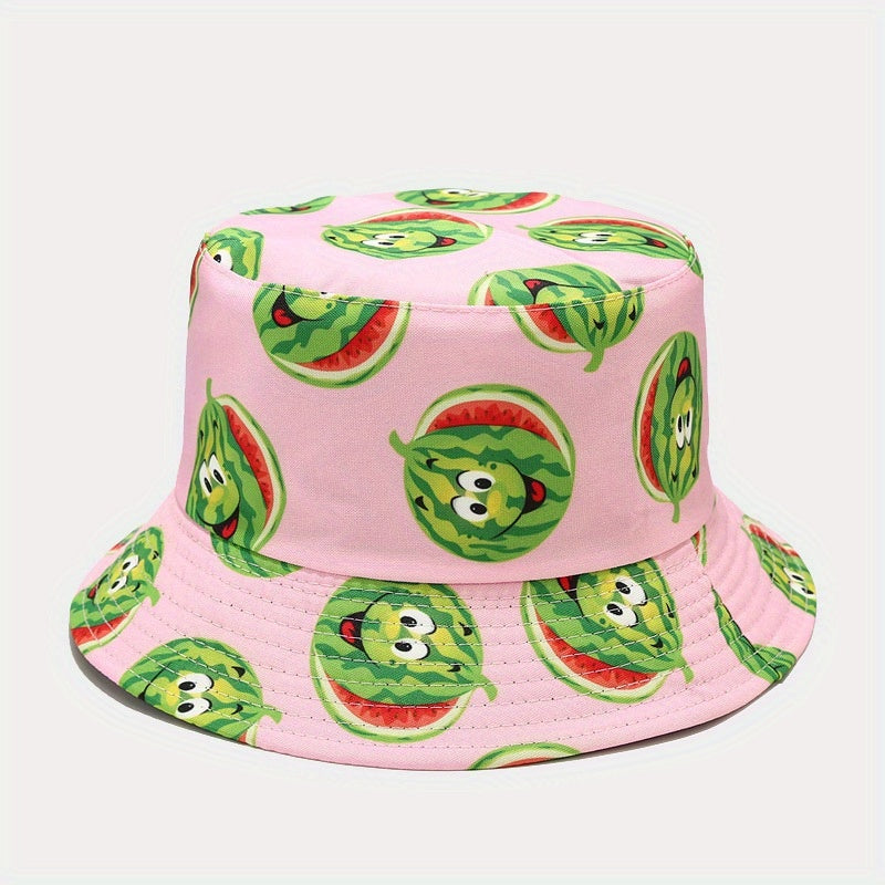 Fruit Print Bucket Hat Summer Sunscreen Fisherman Cap for Women