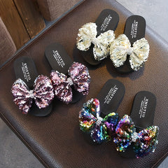 Girls Big Bowknot Non Slip Open Toe Slides For Kids Summer