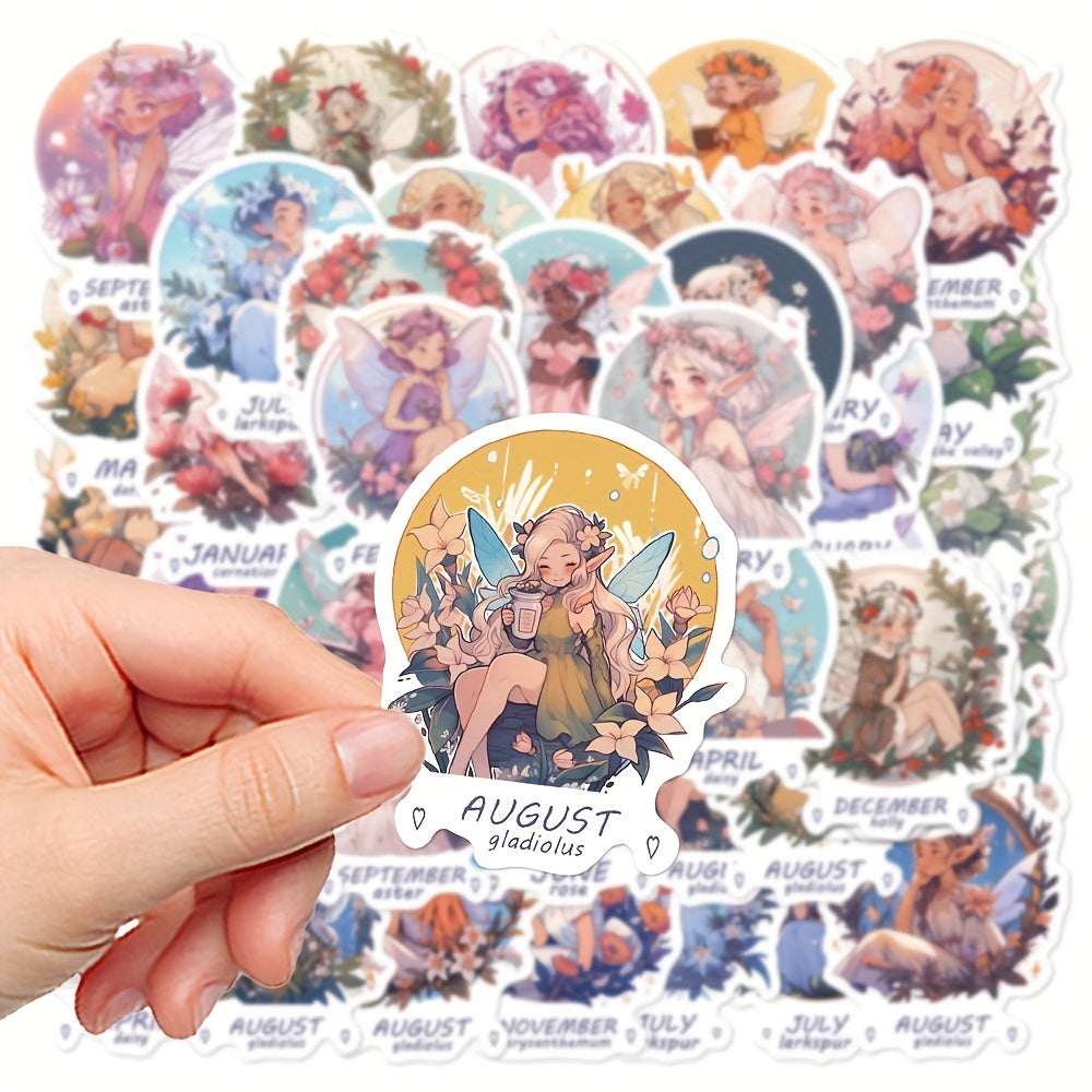 50pcs Flower Elf Stickers For Luggage Notebook Decor